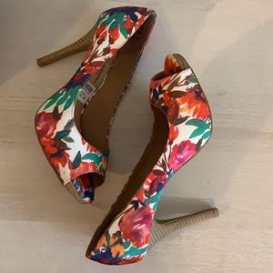 Floral Open Toe Heels